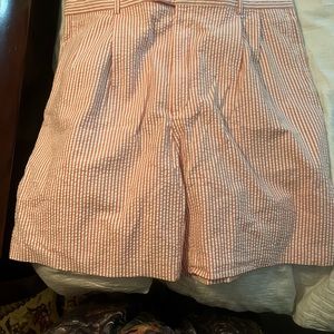 Custom seer sucker orange and white shorts. Butler Mens Fine Clothing